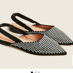J crew Crystal strechy sling back shoes